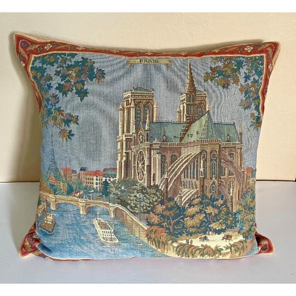 Paris Large European Tapestry Cushion Pillow Cover Home Decor 18x18" no Infill - Picture 1 of 13